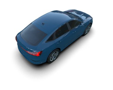Mavi spor araba beyaz arka planda izole edilmiş. 3 Boyutlu Hazırlama.