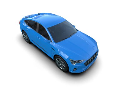 beyaz arka planda mavi modern araba.