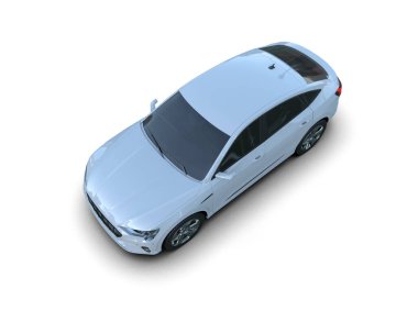 Beyaz arka planda modern bir araba. 3d oluşturma