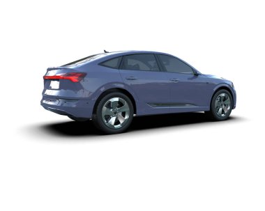 Modern mavi araba beyaz arka planda izole edilmiş. 3d oluşturma.