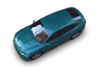 Beyaz arka planda izole edilmiş modern lüks araba. 3d illüstrasyon