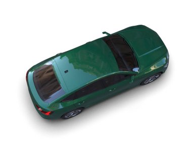 Modern yeşil araba beyaz arka planda izole edilmiş. 3d oluşturma.
