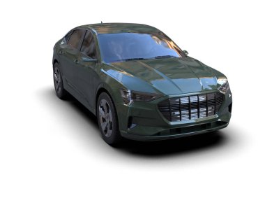 Beyaz arka planda modern bir araba. 3d oluşturma.