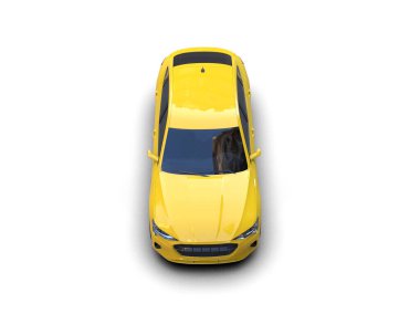 Sarı modern araba - 3 boyutlu illüstrasyon
