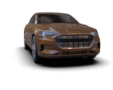 Arka planda lüks bir araba var. 3D görüntüleme - illüstrasyon