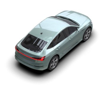 Beyaz arka planda bir arabanın 3 boyutlu resmi