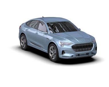 Beyaz arkaplanda mavi SUv 3 boyutlu görüntüleme