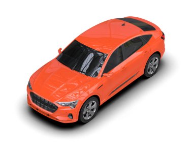 Kırmızı araba izole edildi. 3d oluşturma