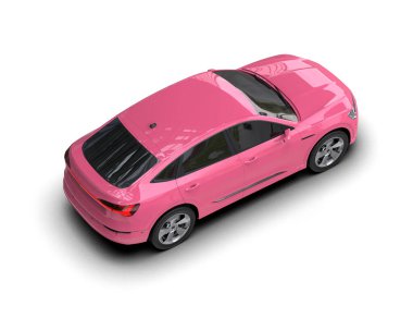 pembe modern araba - 3D illüstrasyon