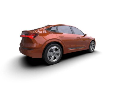 Beyaz arka planda gölgeli modern kırmızı sedan. 3d oluşturma