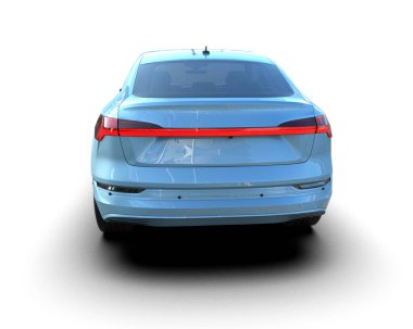 Beyaz arkaplanda mavi araba yan görünümü.