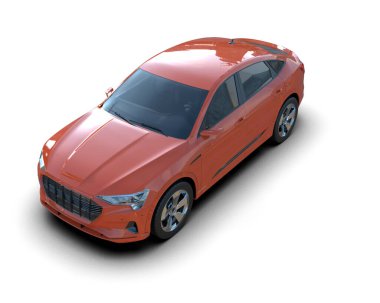 Kırmızı araba beyaz arka planda izole edildi. 3 boyutlu görüntüleme - illüstrasyon