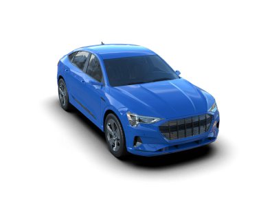 Beyaz arka planda mavi spor araba. 3d oluşturma.