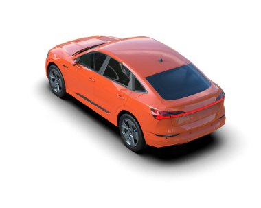 Beyaz arka planı olan kırmızı bir araba. 3d oluşturma