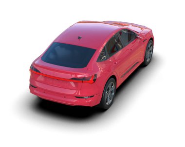 Beyaz arka planda modern kırmızı araba. 3d oluşturma