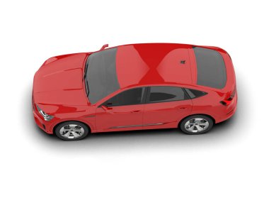 Kırmızı araba beyaz arka planda izole edilmiş. 3d resimleme