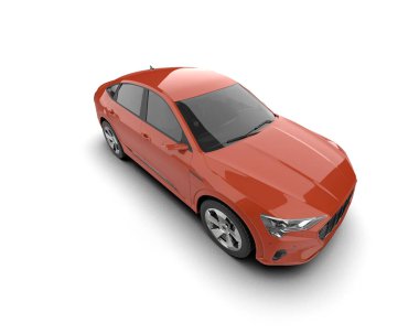 Beyaz arka planda modern bir araba. 3d oluşturma