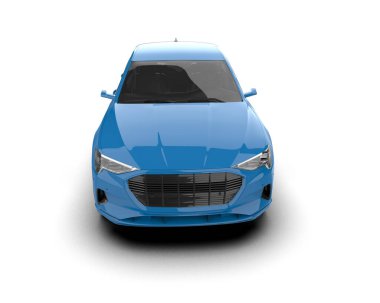 Beyaz arka planda modern mavi araba. 3d oluşturma