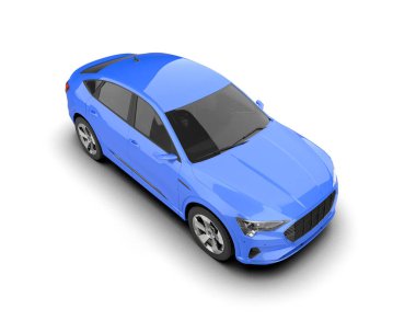 Mavi modern araba beyaz arka planda izole edilmiş. 3d oluşturma.