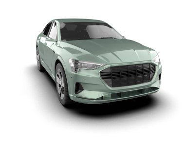 yeşil modern araba beyaz arka planda 3 boyutlu - 3 boyutlu görüntüleme