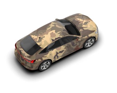 modern araba beyaz arkaplanda izole edilmiş 3 boyutlu görüntüleme