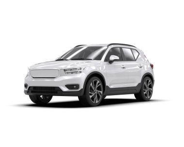 Beyaz arka planda modern bir araba. 3 Boyutlu Hazırlama