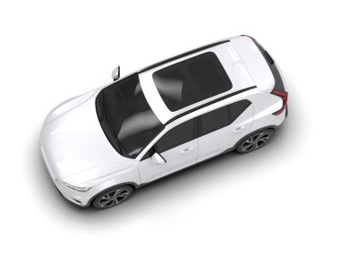 Gri arka planda izole edilmiş beyaz modern araba