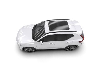 Modern siyah ve gri çizgileri olan beyaz SUV - yan görünüm