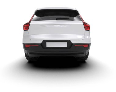 Araba beyaz arka planda izole edilmiş. 3d illüstrasyon