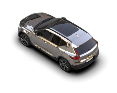 Beyaz arka planda izole edilmiş modern lüks araba 3 boyutlu çizim - illüstrasyon