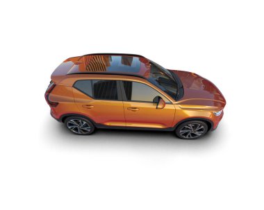 Kırmızı SUV arabası beyaz arka planda izole edilmiş. 3d illüstrasyon