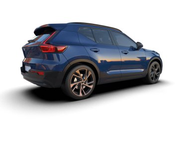 Mavi SUV 'un 3 boyutlu resmi - beyaz arkaplanda izole edilmiş.