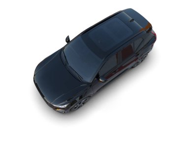 Beyaz arka planda modern bir araba. 3d oluşturma