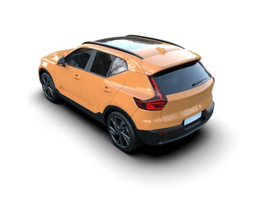 Beyaz arka planda modern siyah araba. 3d oluşturma