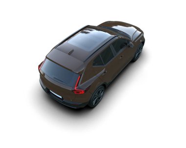 Modern araba arka planda izole edilmiş. 3D görüntüleme - illüstrasyon