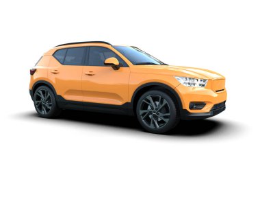 Arka planda izole edilmiş gerçekçi bir SUV aracı. 3D görüntüleme - illüstrasyon