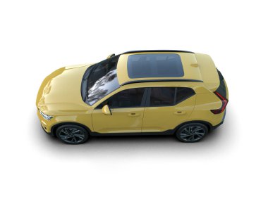 Araba beyaz arka planda izole edilmiş. 3d oluşturma