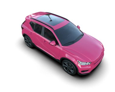 beyaz arka planda modern pembe araba