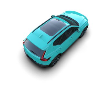 mavi modern spor araba - üst görünüm - 3 boyutlu görüntüleme