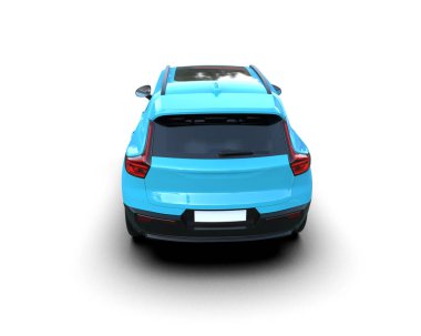 mavi modern araba beyaz üzerine izole edilmiş