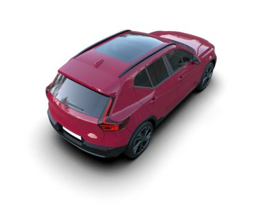 Beyaz stüdyo ortamında izole edilmiş 3 boyutlu markasız bir SUV.