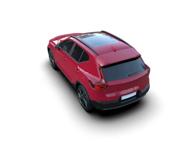 Kırmızı cip beyaz arka planda izole edildi. 3D görüntüleme - illüstrasyon