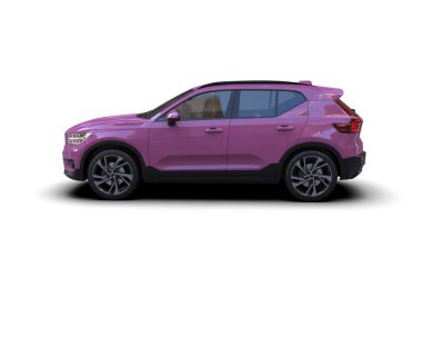 Modern SUV arabası beyaz arka planda izole edilmiş. 3d oluşturma