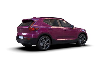 Beyaz arka planda modern bir araba. 3d illüstrasyon