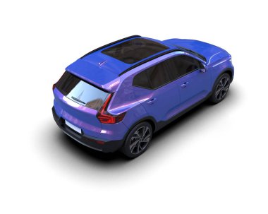 Modern mavi araba. 3d oluşturma.