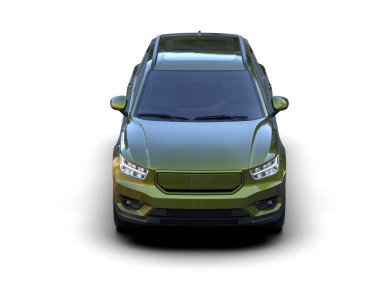 Beyaz bir yüzeyde modern şehir arabası. 3d oluşturma