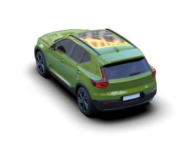 modern yeşil şehir arabası - 3 boyutlu