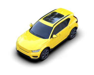 Beyaz üzerinde izole sarı spor araba