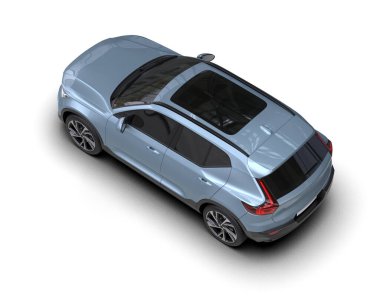 Modern araba arka planda izole edilmiş. 3D görüntüleme - illüstrasyon