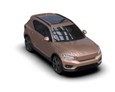 Beyaz arka planda bir araba. 3D görüntüleme - illüstrasyon